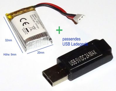 RC Modelbau Li-Po 1S 3,7V / 500mAh + USB Ladegerät