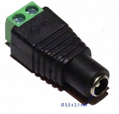 DC Hohlstecker Buchse 5,5mm x 2,1 Buchse auf Schraub Verschluß