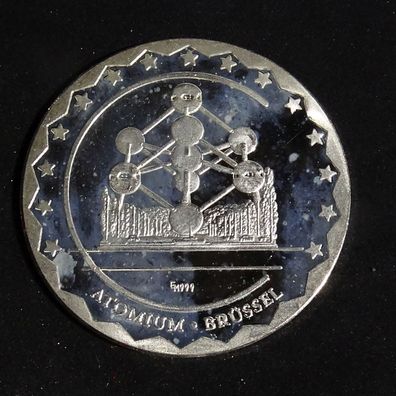 Währungsunion Europa Atomium Brüssel Silber Münze 99,9%
