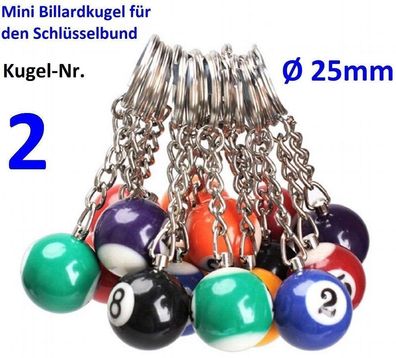 Nr.2 Mini Billiard Kugel Schlüsselanhänger