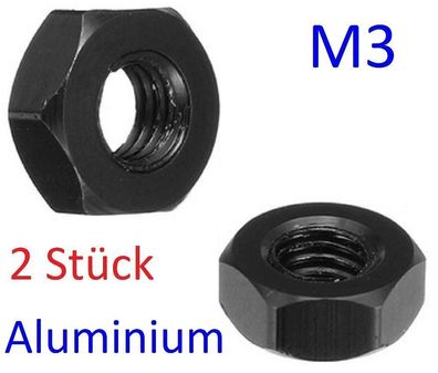 2x Aluminium Mutter schwarz eloxiert