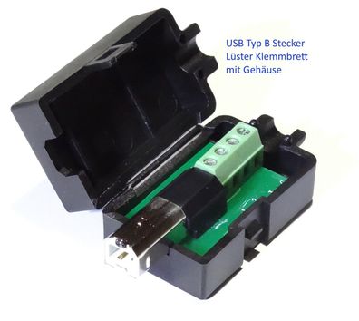 USB 2.0 B Stecker Gehäuse Einheit mit Lüster Klemm Leiste Signal Abgreifen