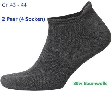 2 Paar Sneaker Funktion Socken mit 80% Baumwolle Größe 43 bis 44 , dunkel grau