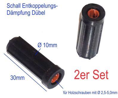 10 x 30mm Schall Entkoppelung Dämpfung Dübel 2x für Holzschrauben Ø2,5-5,0mm
