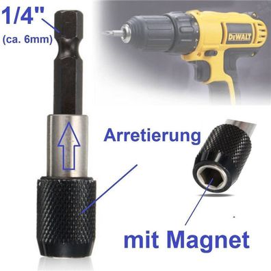 1/4" Arretier Bithalter mit integriertem Magnet für Akku Schrauber