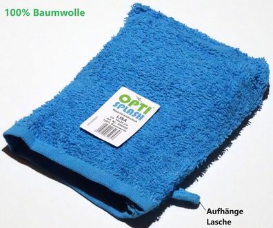 100% Baumwolle Waschhandschuh Waschlappen 15x20cm , blau (Gr. 15 cm x 20 cm)