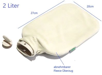 Wärmflasche mit Überbezug Fleece Bezug , 2 Liter Fassungsvermögen