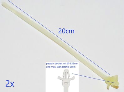 2x Kabelbinder 20cm für Befestigung in Löcher mit Ø 6,35mm