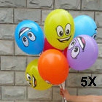 5x Luftballon mit Smily