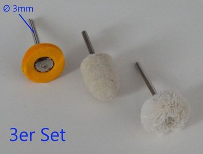Polier Set zum Betrieb an Rotationschleifer Ø 3mm Schaft