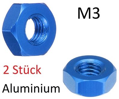 2x Aluminium Mutter blau eloxiert
