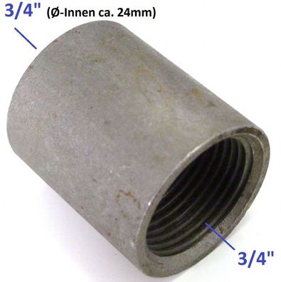 3/4" auf 3/4" Stahl Verbinder Wasser Druckluft Gewinde Muffe weiblich