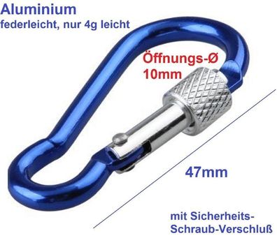 Aluminium Karabinerhaken für Wäscheleine mit Schraubschluß