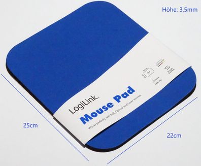 Logilink Mauspad Mouse Pad Maus Unterlage 25x22cm, blau