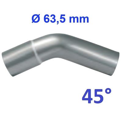 63,5mm 45° Bogen Auspuff Rohr Powersprint Constructor Edelstahl AISI 906345