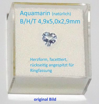 Echter Natürlicher Aquamarin Herzform facettiert vorbereitet für Ringfassung #2