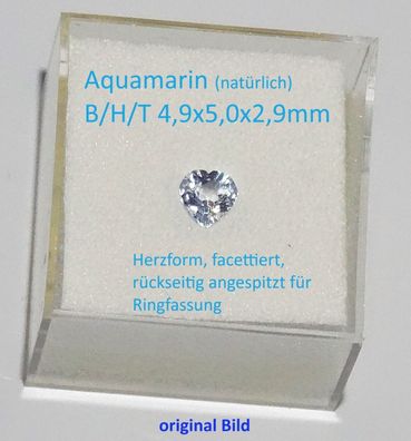 Echter Natürlicher Aquamarin Herzform facettiert vorbereitet für Ringfassung #5