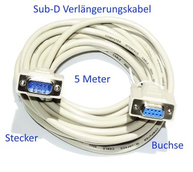 5 Meter Sub-D 9pin Verlängerung Kabel subd dsub