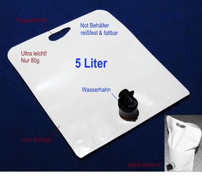 5L Wasser faltbarer & rollbarer Kanister z.B. Wasser Notvorrat