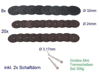 3,17mm Schaft, 30-teiliges Trennscheiben Set für Mini Rotationswerkzeuge