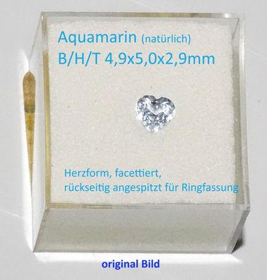 Echter Natürlicher Aquamarin Herzform facettiert vorbereitet für Ringfassung #4