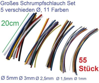 Schrumpfschlauch Set farbig 55 tlg.