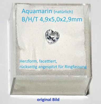 Echter Natürlicher Aquamarin Herzform facettiert vorbereitet für Ringfassung #3