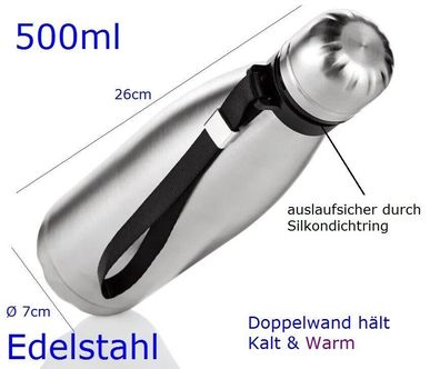 Edelstahl Thermo Wasserflasche 500ml