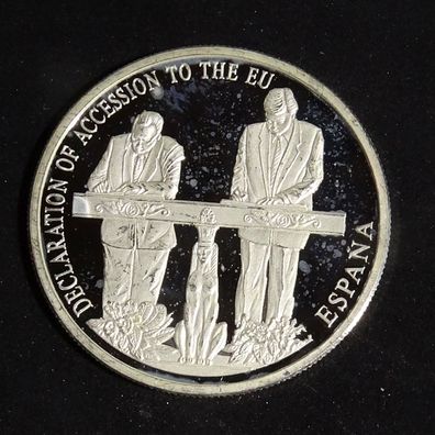 Spanien EU Beitrittserklärung Silber Münze 99,9%