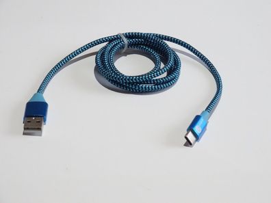Micro USB auf USB A Kabel geflecht blau #8
