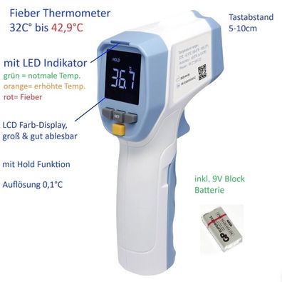 32°C bis 42,9C° Fieber Thermometer Körper Thermometer UNIT-T UT305H 9V Batterie