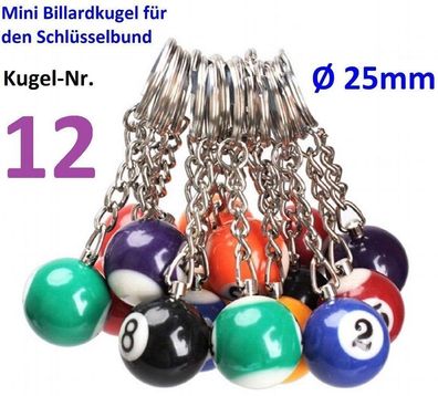 Nr.12 Mini Billiard Kugel Schlüsselanhänger