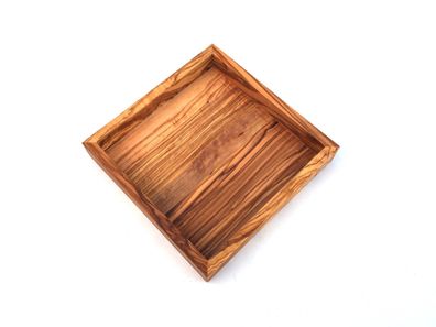 Ablage quadratisch 17 cm Holz Tablett handgefertigt aus Olivenholz