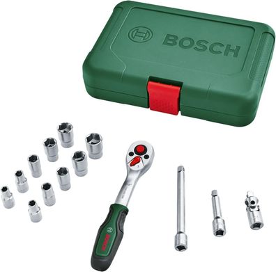 Bosch Ratschen / ¼"-Steckschlüsselsatz, 14-teilig (hochwertiger und vielseitig)
