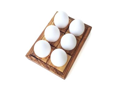 Eierhalter Station zum Aufbewahren und Servieren von 6 oder 10 Eier Holz-Eierbecher