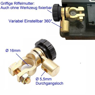 KFZ Batterie Polklemme Winkelverstellung, werkueglos