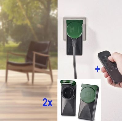 Parkside 2x Outdoor Funksteckdosen IP44 3680W + Fernbedienung, Set 3tlg.