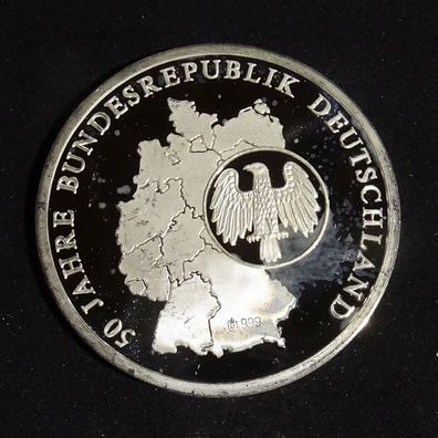 Deutschland Vaterland 50 Jahre BRD Silber Münze 99,9%