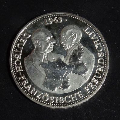 1963 Deutsch Französische Freundschaft Silber Münze 99,9%