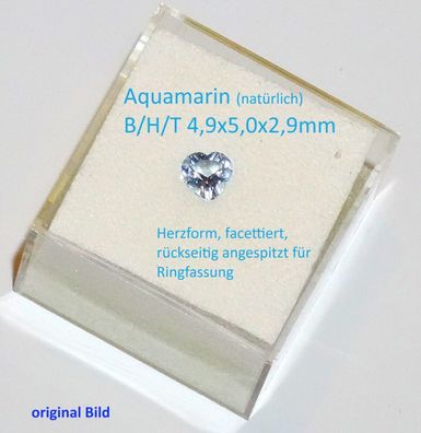 Echter Natürlicher Aquamarin Herzform facettiert vorbereitet für Ringfassung #1