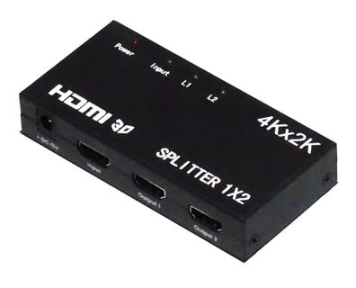 HDMI Splitter 4Kx2K 3D ohne Netzteil 1 EIngang 2 Ausgänge