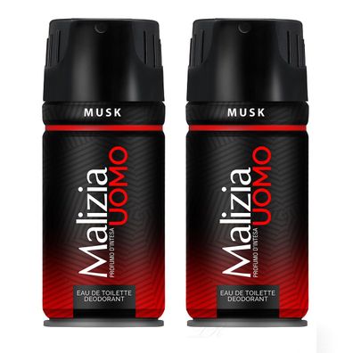 Malizia Uomo Musk / moschus deodorant 2x 150ml deo