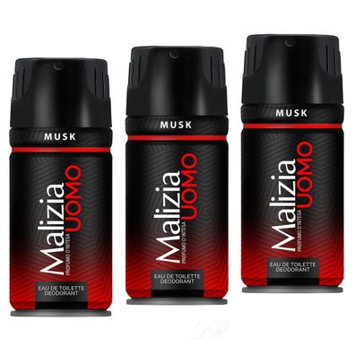 Malizia UOMO MUSK / moschus - deodorant 3x 150ml