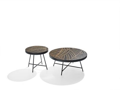 Design Beistell Couchtische Kaffeetisch Rund Tische Schwarz Luxus 2tlg