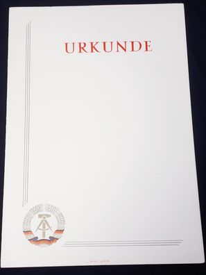 DDR Urkunde DDR Emblem blanko