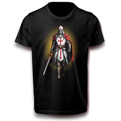 Christliches Templer Ritter Kreuzritter Kämpfer Schwert Kreuz Religion Jesus T-Shirt