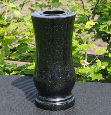 Vase Blumen-Vase Grabvase Gartenvase Granitvase Friedhof-Vase Granit Schwarz