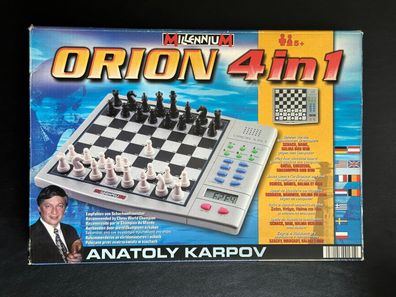 Millenium Orion 4 in 1 Schachcomputer Anatoly Karpov Dame Halma vollständig