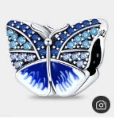 Charms Anhänger Charm kompatibel für Pandora 925 Sterling Silber Schmetterling blau