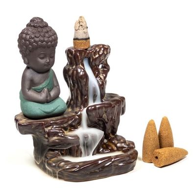 yogabox Rückfluss Wasserfall Weihrauchbrenner Kleiner Buddha